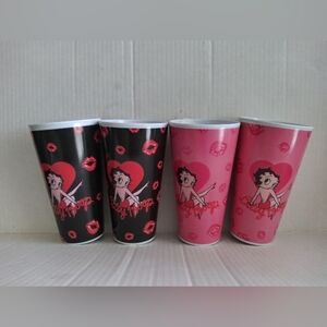 Betty Boop Themed Plastic Cups - Set Of 4